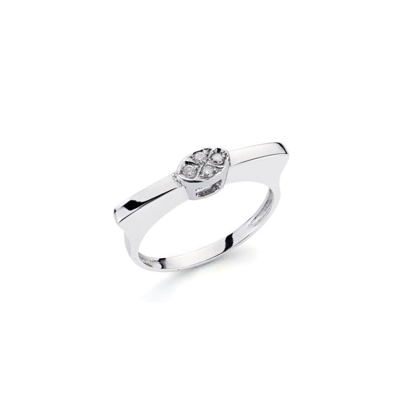 18K SORTIJA ORO BLANCO CON DIAMANTES NATURALES TALLA BRILLANTE 0.100 QTS.