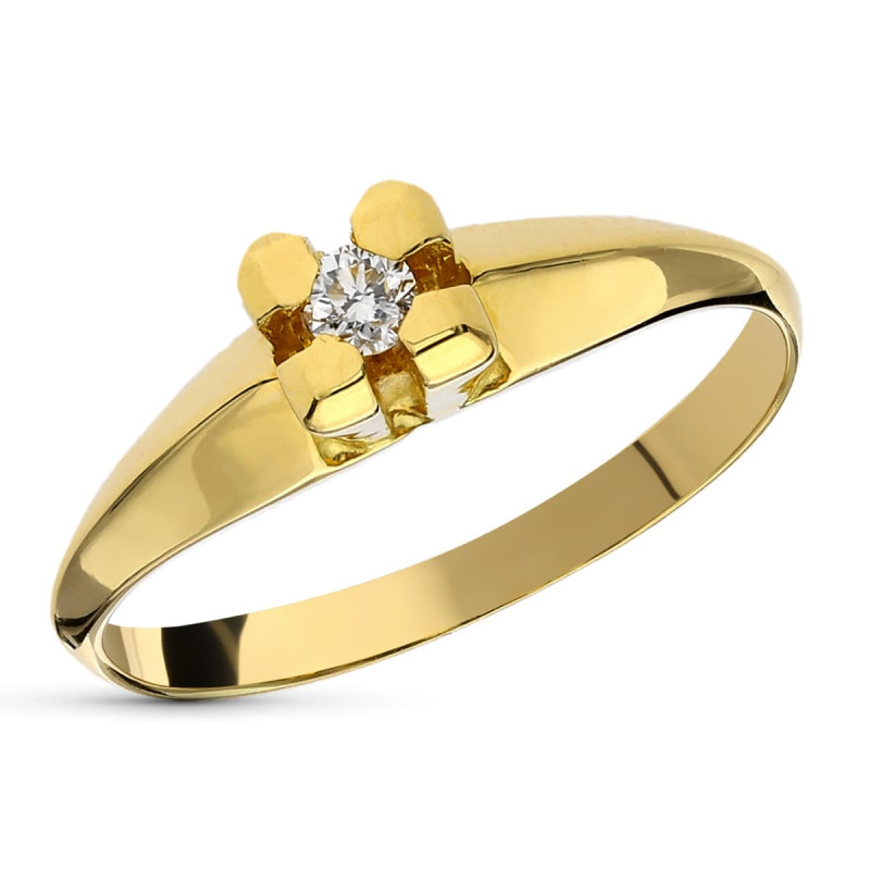 18K SOLITARIO ORO AMARILLO DIAMANTE NATURAL TALLA BRILLANTE 0.10 QTS.