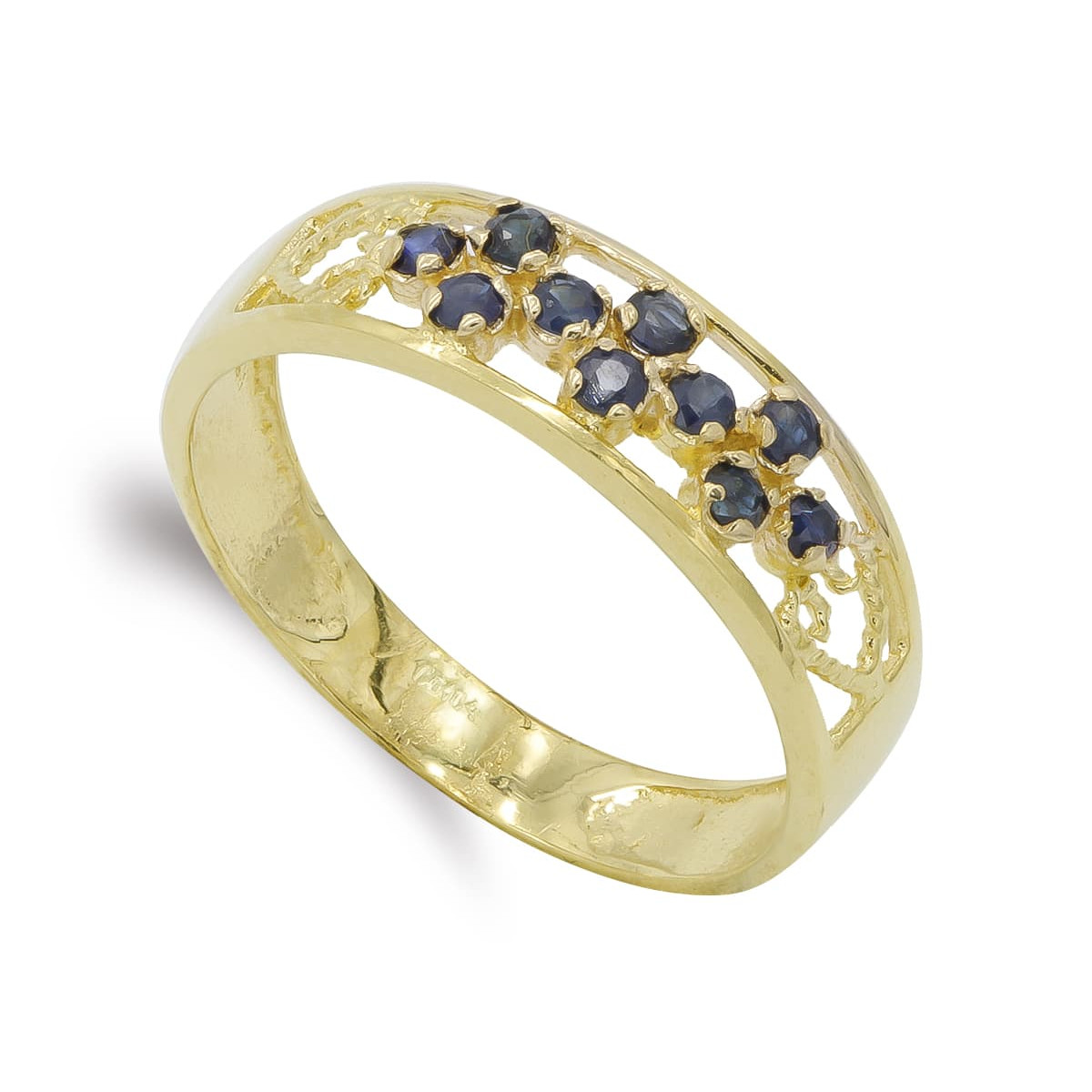 18K SORTIJA ORO AMARILLO CALADA CON CIRCONITAS. ANCHO: 6 MM