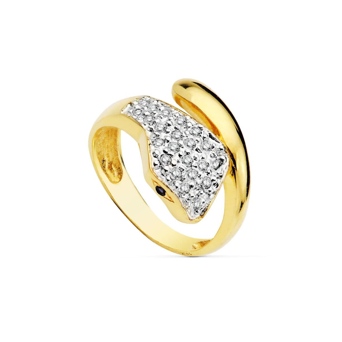 18K SORTIJA ORO BICOLOR SERPIENTE CON CIRCONITAS. ANCHO: 15 MM