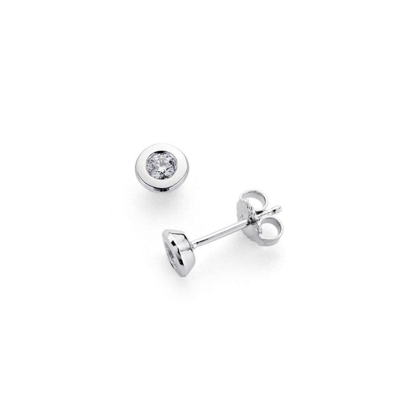 18K PENDIENTES ORO BLANCO DIAMANTES NATURALES SI-H TALLA BRILLANTE 0,200 QTS. MEDIDA: 5MM CIERRE PRESION