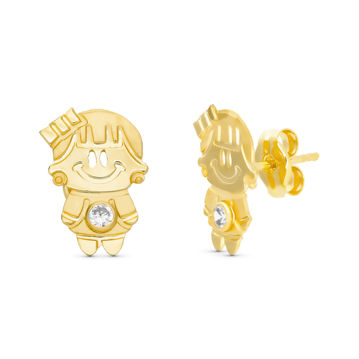 18K PENDIENTES ORO AMARILLO NENA 11X7 MM CON CIRCONITA CIERRE PRESION