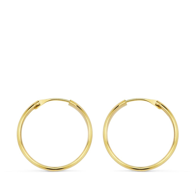 18K AROS ORO AMARILLO MEDIA CAÑA LIGEROS 18X3 MM