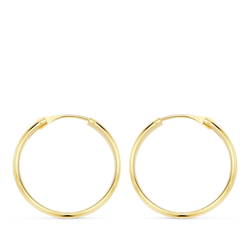 18K AROS ORO AMARILLO MEDIA CAÑA LIGEROS 20X3 MM