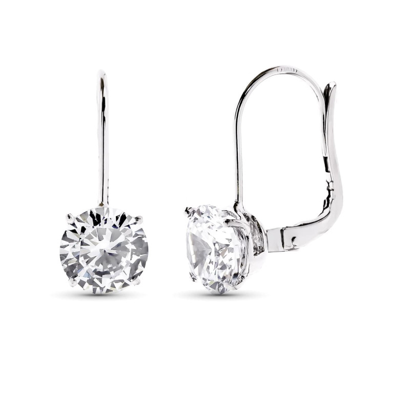 18K PENDIENTES ORO BLANCO CIRCONITA 20X8 MM CIERRE GANCHO