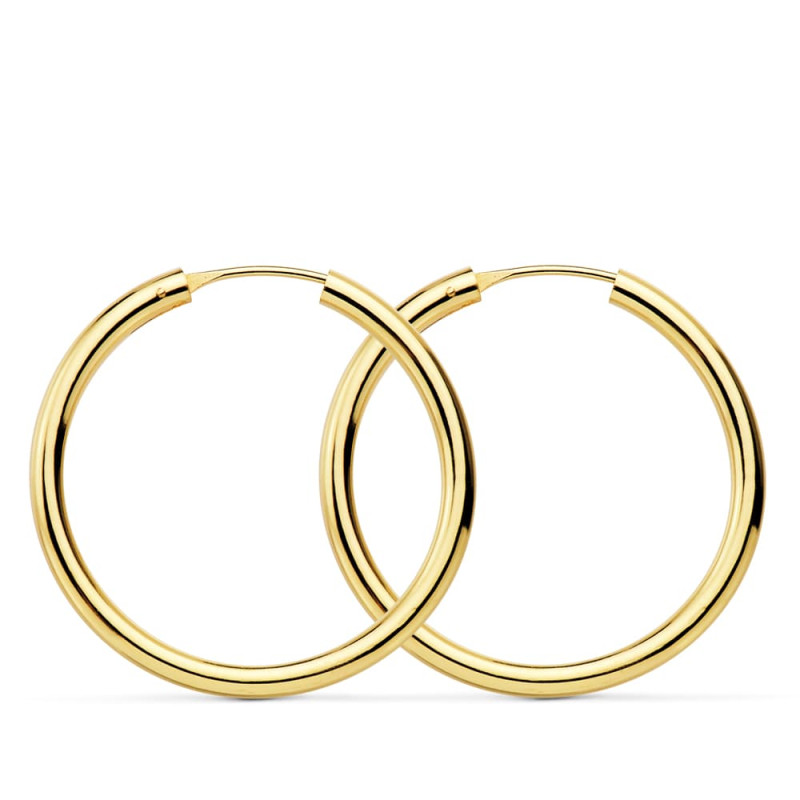 18K AROS ORO AMARILLO REDONDOS LISOS LIGEROS 30X2.5 MM