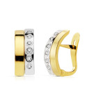 18K PENDIENTES BANDAS BICOLOR 14X5.5 MM CIERRE CATALAN