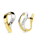 18K PENDIENTES BANDAS ORO BICOLOR 15X8 MM CIERRE CATALAN