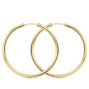 18K PENDIENTES AROS REDONDOS LISOS LIGEROS ORO AMARILLO 35X2 MM