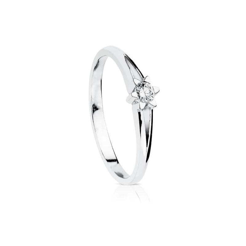 18K SOLITARIO DIAMANTE TALLA BRILLANTE ORO BLANCO 0,150 QTS. SI-H