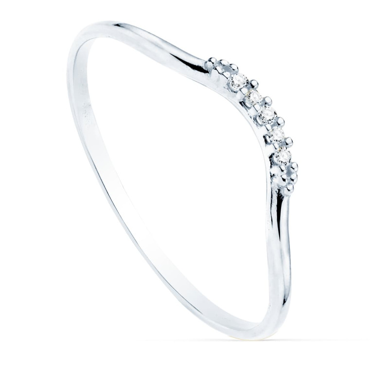 18K SORTIJA ORO BLANCO 5 DIAMANTES DE LABORATORIO 0,025  QTS. G-VS2. CUERPO REDONDO 1 MM