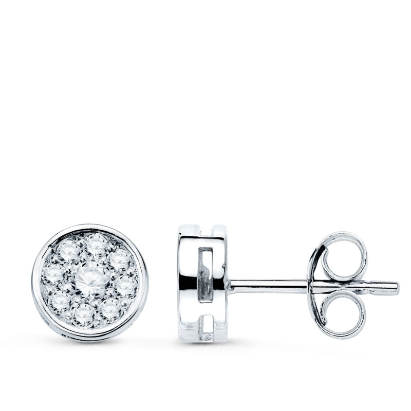18K PENDIENTES ORO BLANCO CHATON CON 18 DIAMANTES LABORATORIO VS2-G 0,360 QTES. MEDIDA: 7X7 MM. CIERRE PRESION