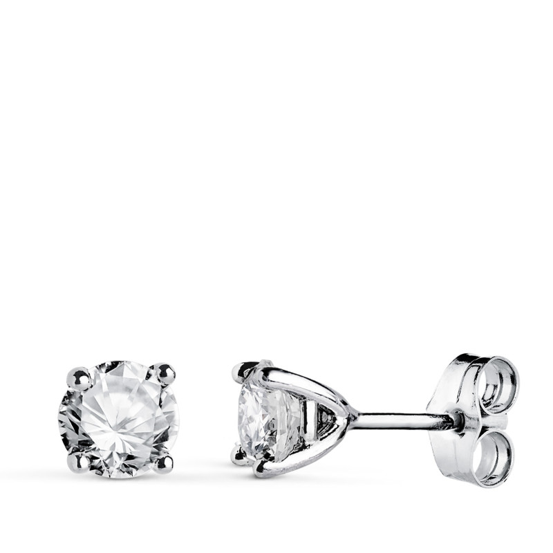18K PENDIENTES ORO BLANCO DIAMANTES LABORATORIO TALLA BRILLANTE 5MM 1,00 QTS. VS1-G. 5X5 MM CIERRE PRESION
