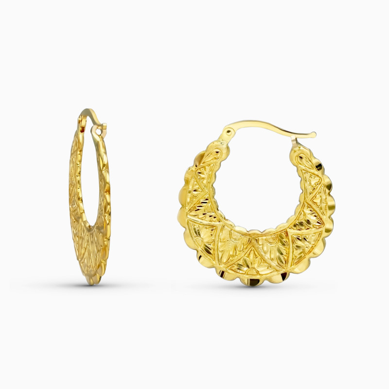 18K AROS ORO AMARILLO TALLADOS PLANOS 25 X 1 MM