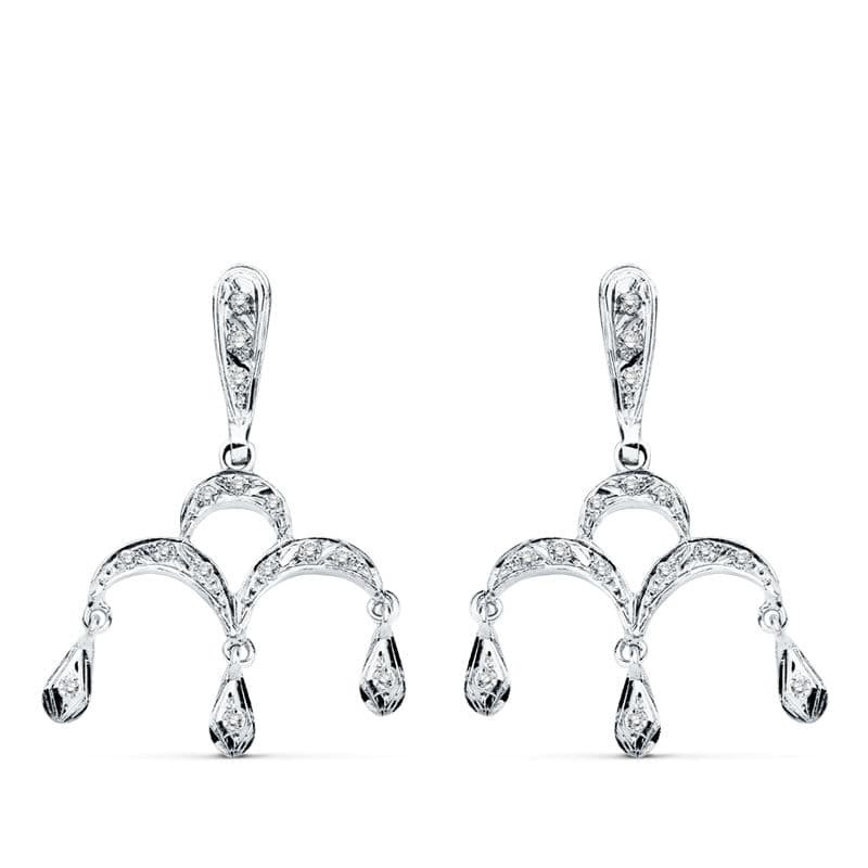 18K PENDIENTES ORO BLANCO CIRCONITA 33X21 MM CIERRE PRESION