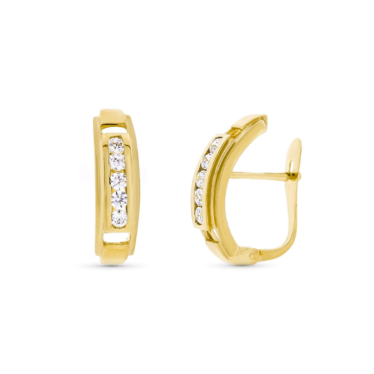 18K PENDIENTES ORO AMARILLO CIRCONITA 16X4 MM CIERRE CATALAN