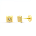 18K PENDIENTES ORO AMARILLO CUADRADOS 5X5 MM CIERRE TUERCA