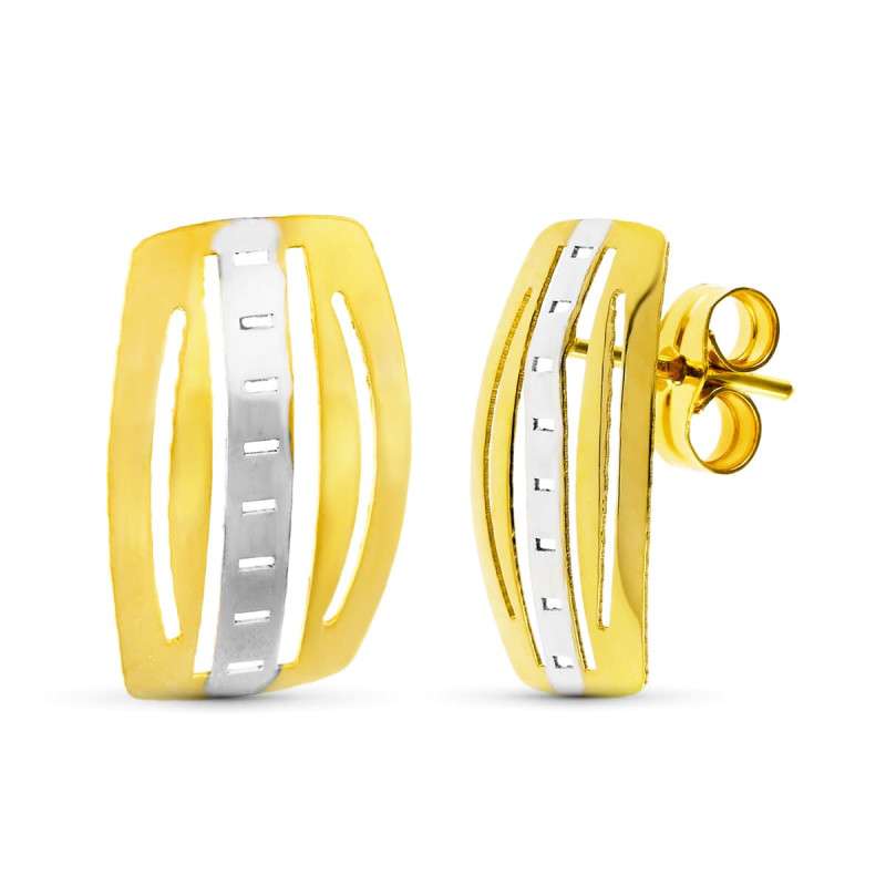 18K PENDIENTES ORO BICOLOR PRESION
