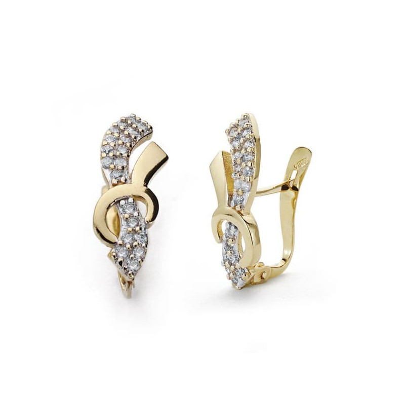 18K PENDIENTES ORO BICOLOR CIRCONITA 18X7 MM CIERRE CATALAN