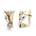 18K PENDIENTES BANDAS BICOLOR 12X7 MM CIERRE CATALAN