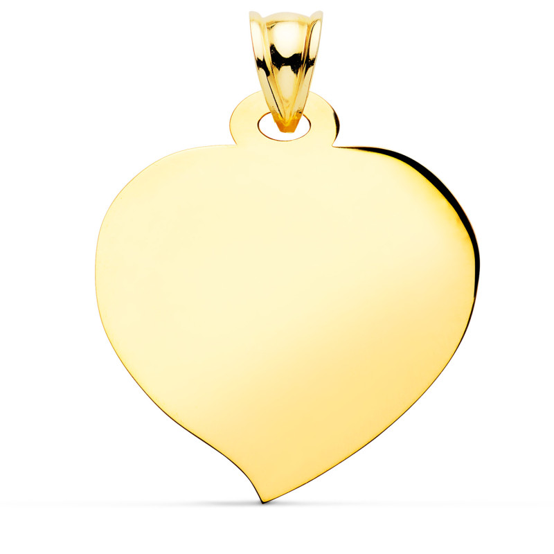 18K PLACA CHAPA ORO AMARILLO CORAZON BRILLO 28X28 MM