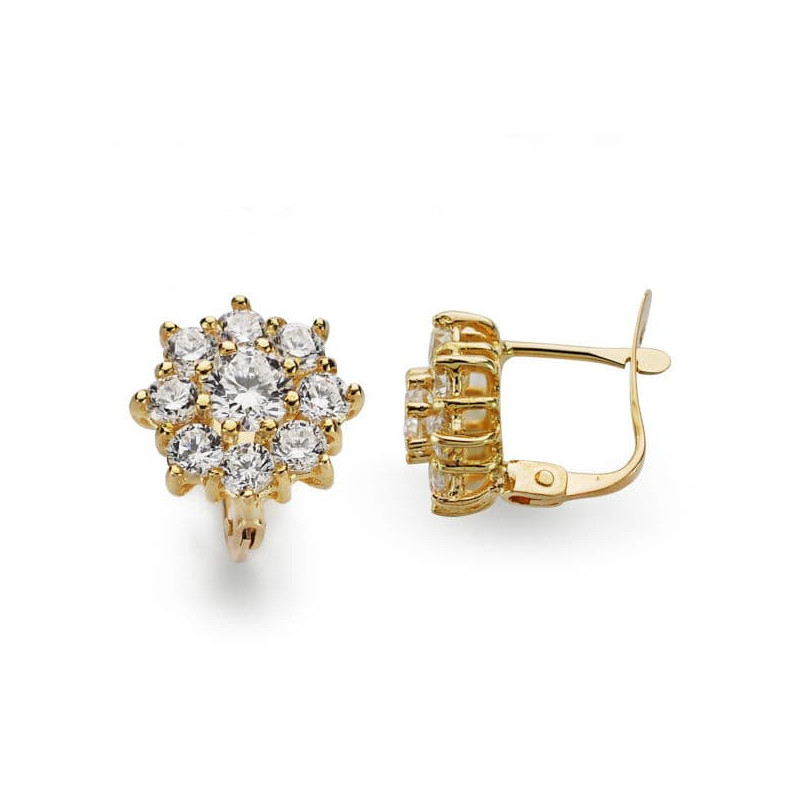 18K PENDIENTES CUAJO CIRCONITAS 10 MM