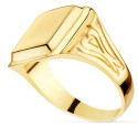 18K SELLO ORO AMARILLO MACIZO CON TALLADOS LATERALES CABEZA RECTANGULAR 11X10 MM