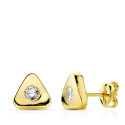 18K PENDIENTES ORO AMARILLO TRIANGULO CIRCONITA7X7 MM CIERRE PRESION