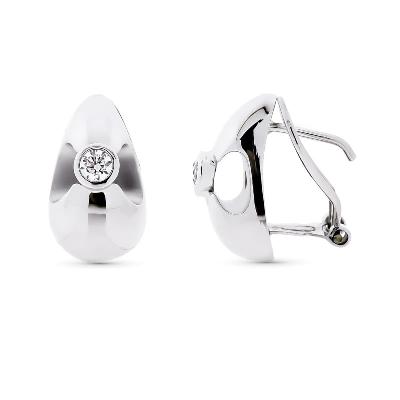 18K PENDIENTES ORO BLANCO CIRCONITA 16X9 MM CIERRE OMEGA