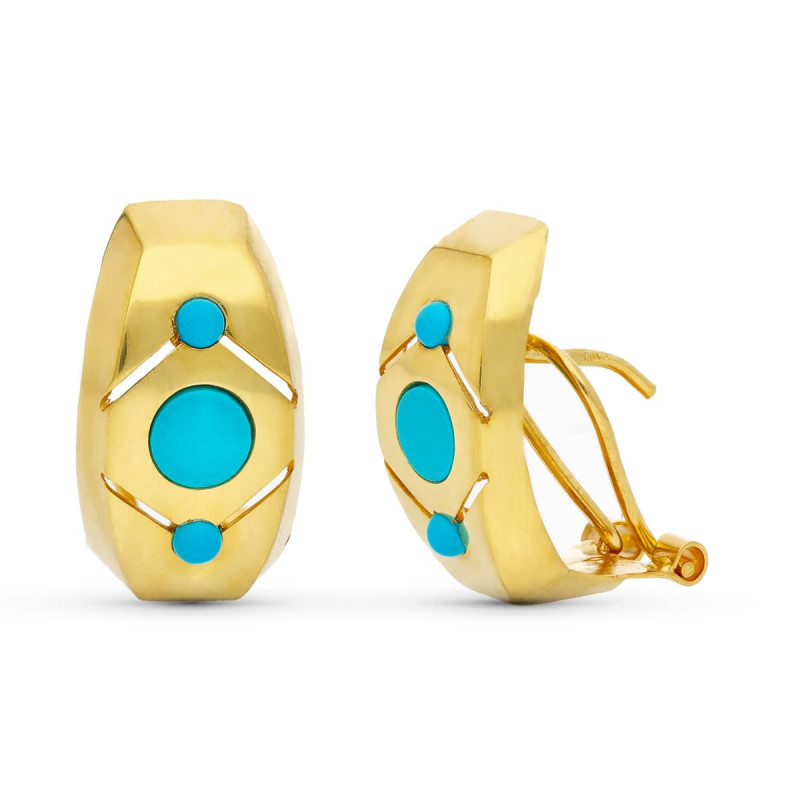 18K PENDIENTES ORO AMARILLO TURQUESA OMEGA