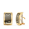18K PENDIENTES ORO AMARILLO ESMALTE NEGRO. 16 X 11 MM. CIERRE OMEGA