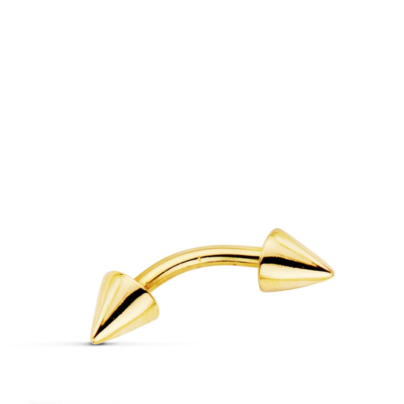 18K PIERCING CEJA ORO AMARILLO DOS PINCHOS. 13X3 MM