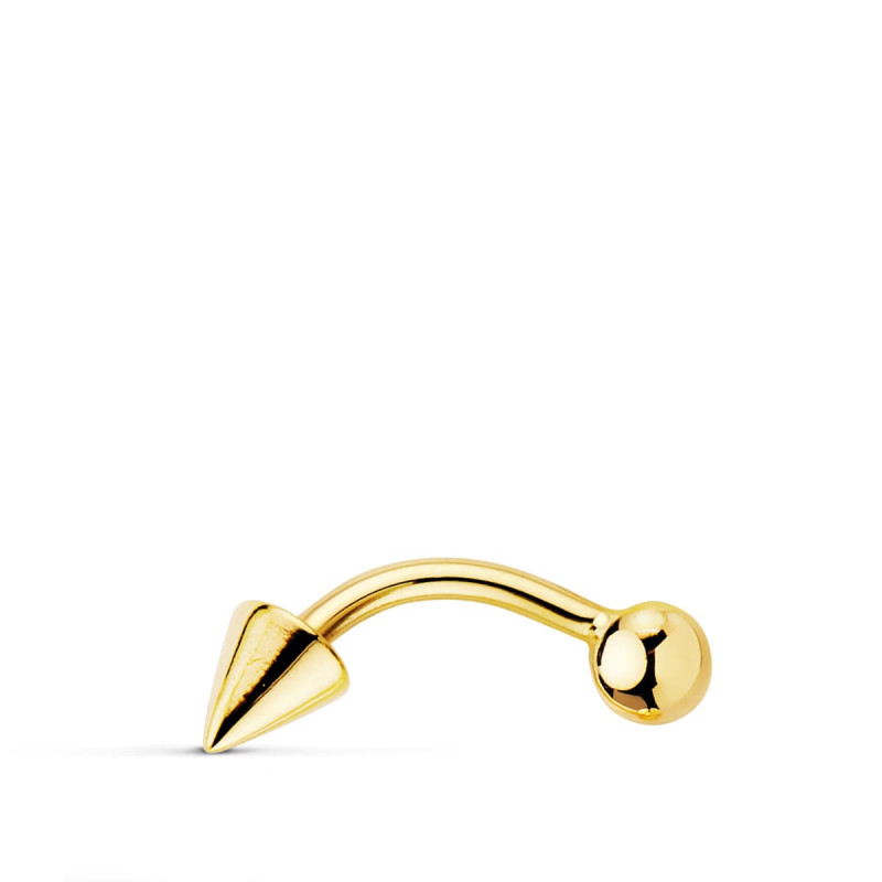 18K PIERCING CEJA ORO AMARILLO BOLA 3 MM Y PINCHO. 15X4 MM