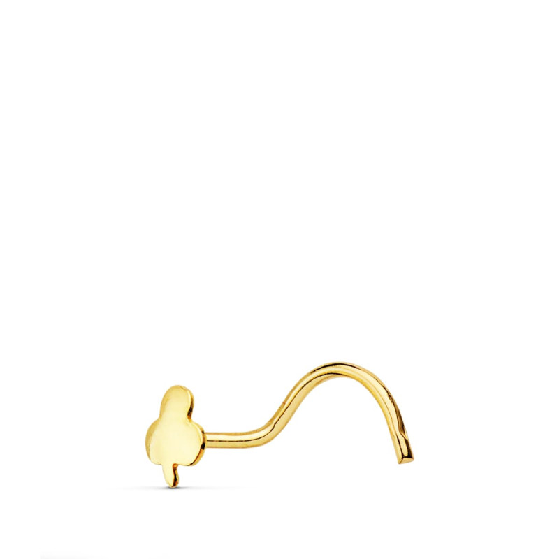 18K PIERCING ORO AMARILLO NARIZ TREBOL 3.5X3MM(PEDIDO MINIMO 3 UNIDADES)