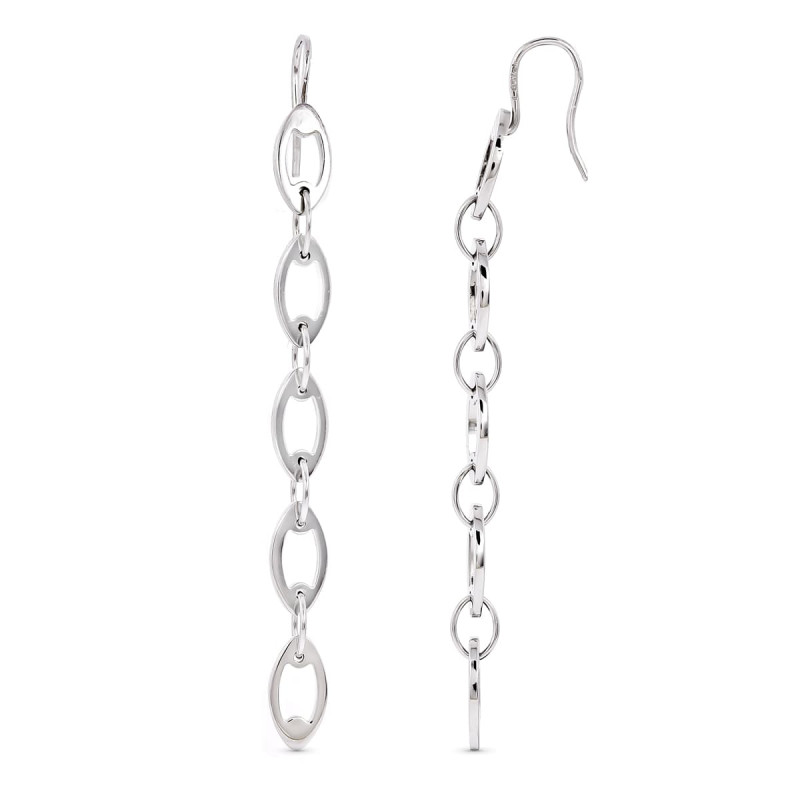 18K PENDIENTES ORO BLANCO CADENITAS. 64X5 MM CIERRE GANCHO