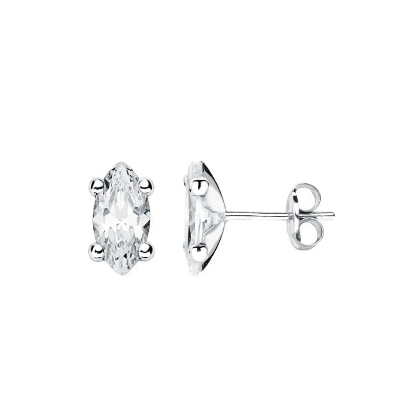 18K PENDIENTES ORO BLANCO CIRCONITA 12X7 MM CIERRE PRESION