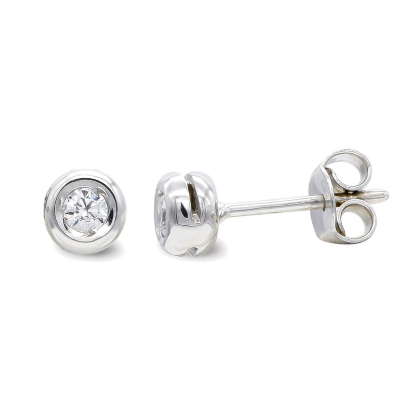 18K PENDIENTES ORO BLANCO Y COLGANTE CADENA CHATON