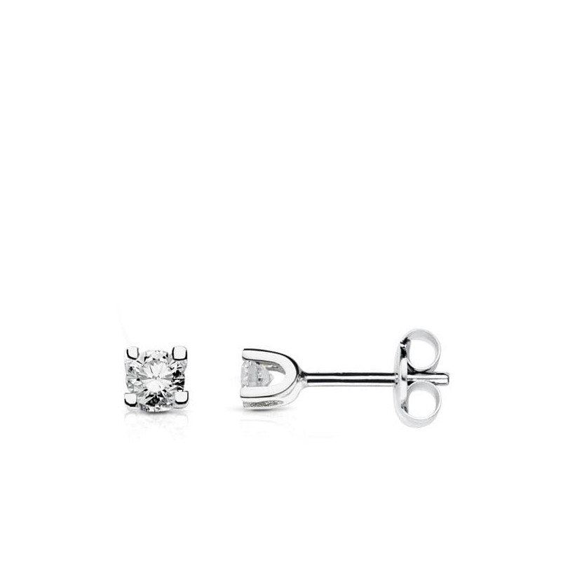 18K PENDIENTES ORO BLANCO CON DIAMANTES LABORATORIO 2,5 MM TALLA BRILLANTE 0,120 QTS. VS2-G. CIERRE PRESION
