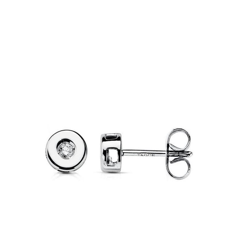18K PENDIENTES ORO BLANCO DIAMANTES LABORATORIO TALLA BRILLANTE 0,07 QTS. VS2-G. MEDIDA: 5,5 MM. CIERRE PRESION