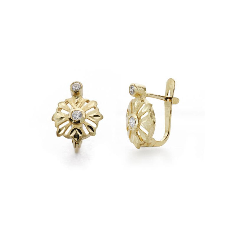 18K PENDIENTES CUBANAS NIÑA CIRCONITA ORO AMARILLO 11X9 MM CIERRE CATALAN