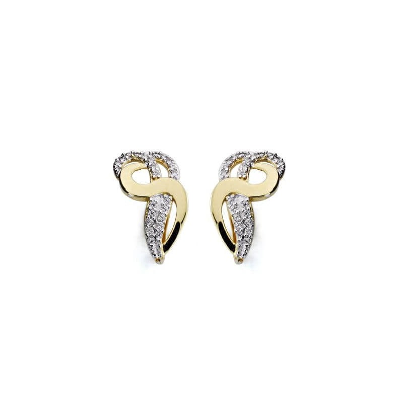 18K PENDIENTES ORO BICOLOR CIRCONITA 19X12 MM CIERRE CATALAN