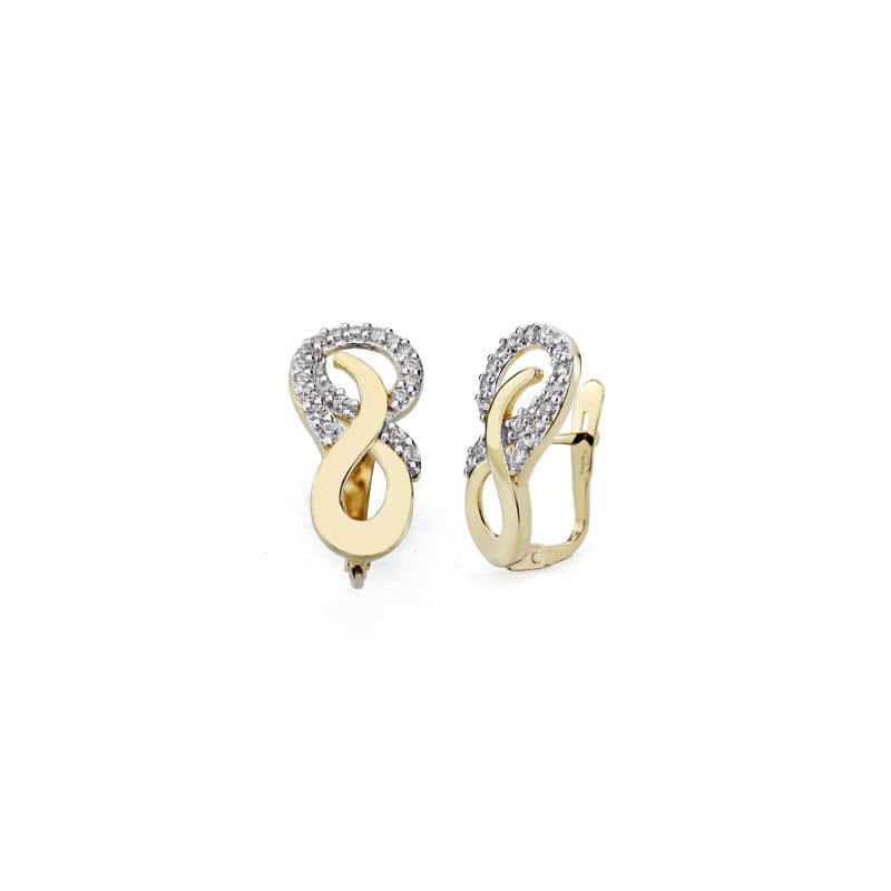 18K PENDIENTES ORO BICOLOR CIRCONITA 17X9 MM CIERRE CATALAN