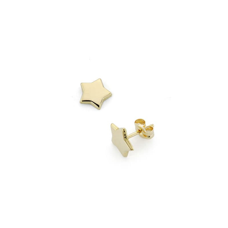 18K PENDIENTES ORO AMARILLO ESTRELLA 8 MM CIERRE PRESION
