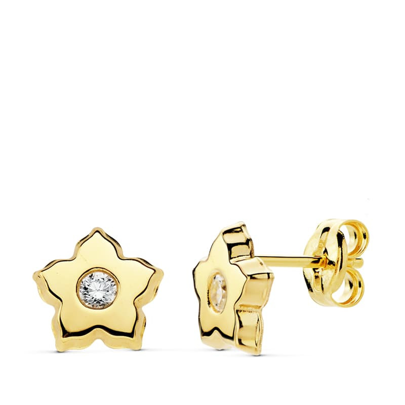 18K PENDIENTES ORO BICOLOR 13X6 MM CIERRE PRESION