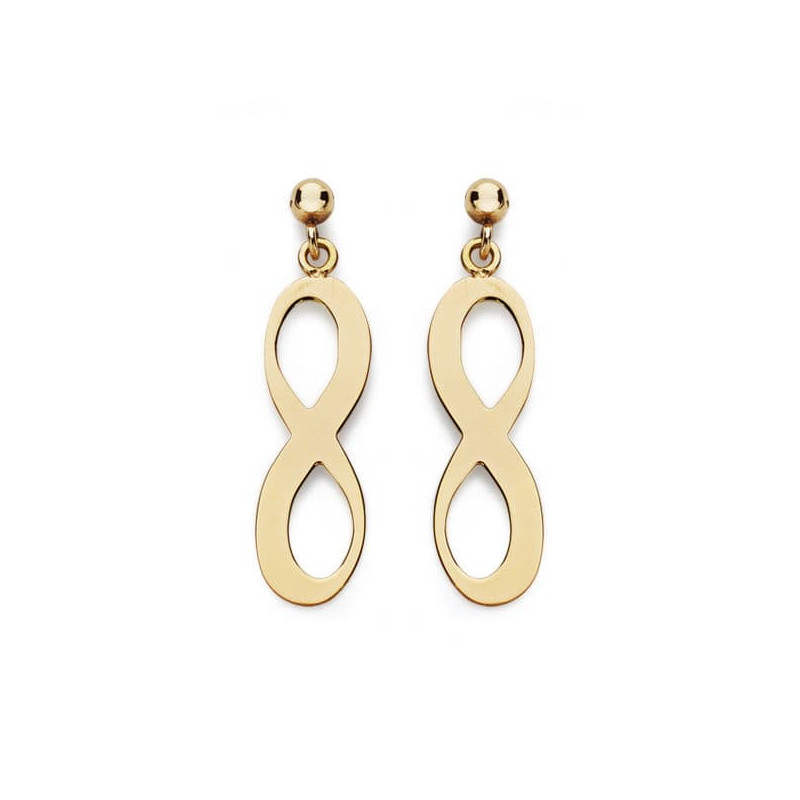 18K PENDIENTES INFINITO PRESION ORO AMARILLO 20X6 MM CIERRE PRESION