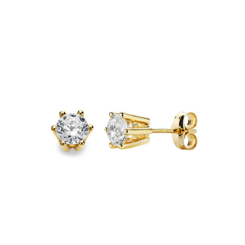 18K PENDIENTES GARRAS ORO AMARILLO 5.5X5.5 MM CIERRE PRESION