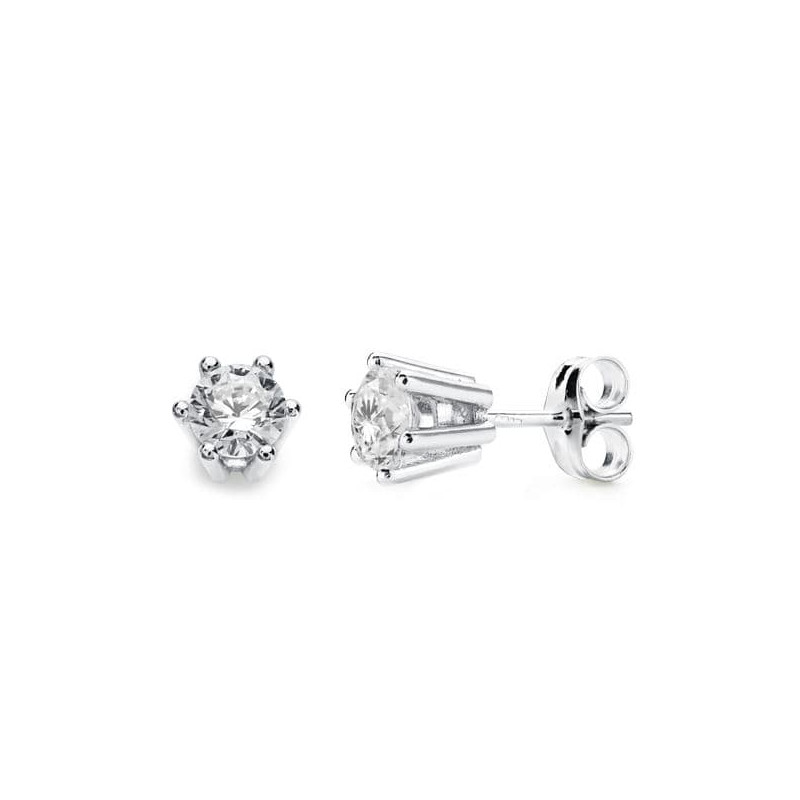18K PENDIENTES GARRAS ORO BLANCO 5.5X5.5 MM CIERRE PRESION
