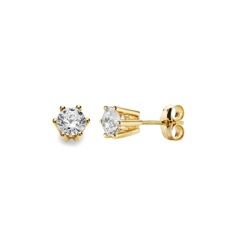 18K PENDIENTES GARRAS ORO AMARILLO 6X6 MM CIERRE PRESION