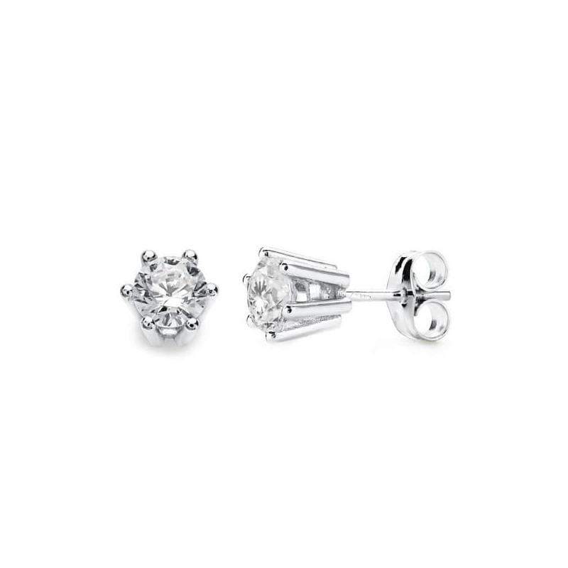 18K PENDIENTES GARRAS ORO BLANCO 6X6 MM CIERRE PRESION