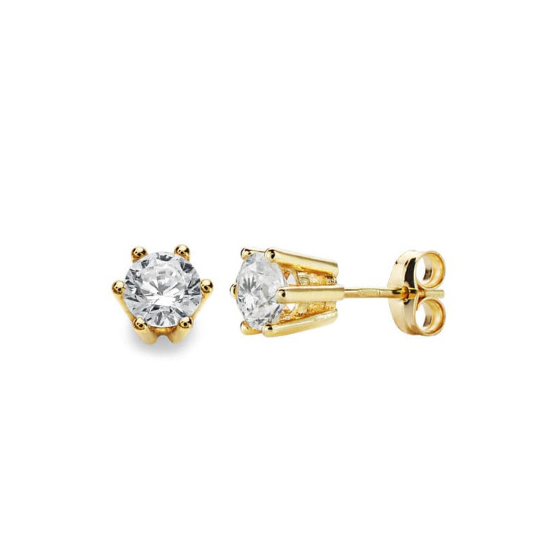 18K PENDIENTES GARRAS ORO AMARILLO 6.5X6.5 MM CIERRE PRESION